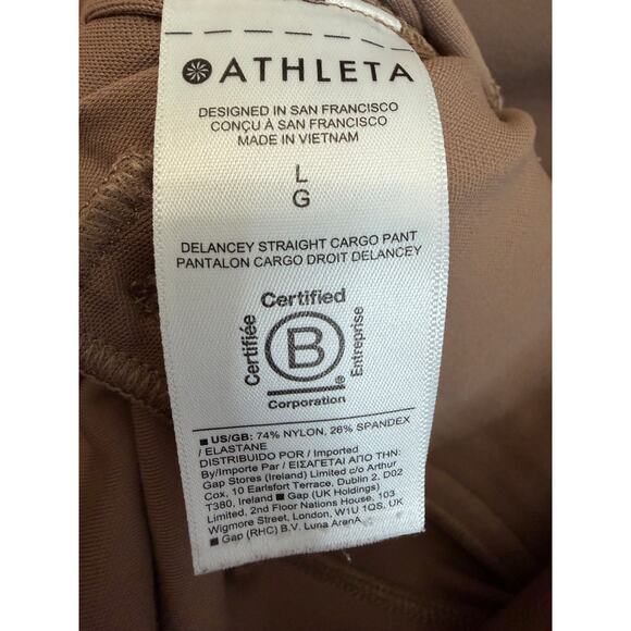 ATHLETA Delancey Straight Cargo Pant Rustic Beige Stretch Women's L - Picture 8 of 9